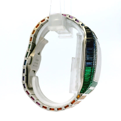 Cartier Santos 3273 18k White Gold Aftermarket Rainbow Skeleton Watch