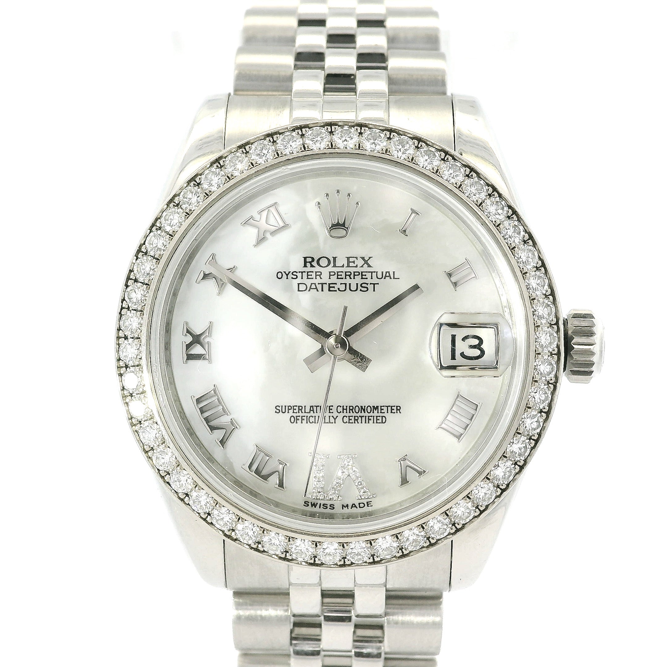 Rolex 178384 Datejust 31mm Mother Of Pearl Dial and Diamond Bezel Watch