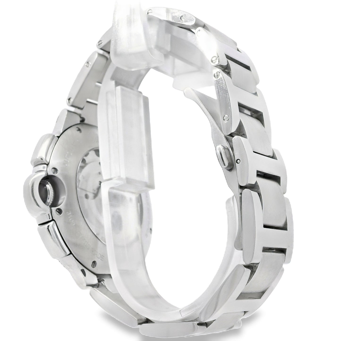 Cartier 3109 Ballon Bleu 44mm Silver Roman Dial with Aftermarket Diamonds Watch