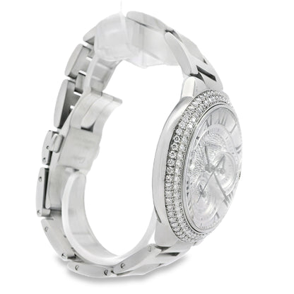 Cartier 3109 Ballon Bleu 44mm Silver Roman Dial with Aftermarket Diamonds Watch