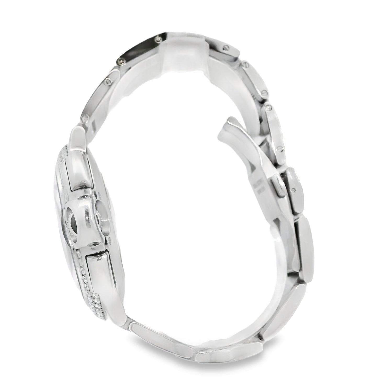 Cartier 3109 Ballon Bleu 44mm Silver Roman Dial with Aftermarket Diamonds Watch