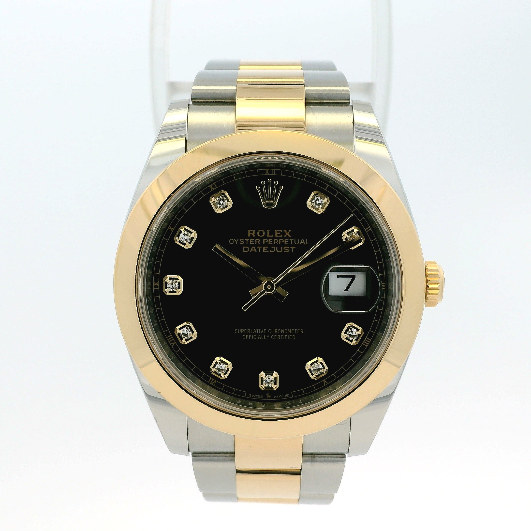 Rolex 126303 Datejust 18k Yellow Gold and Stainless Steel Black Diamond Dial on Oyster Bracelet Watch
