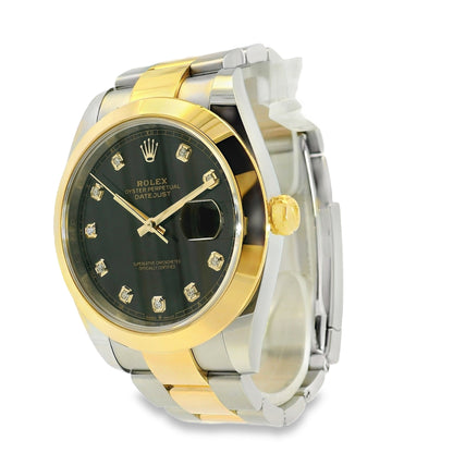 Rolex 126303 Datejust 18k Yellow Gold and Stainless Steel Black Diamond Dial on Oyster Bracelet Watch