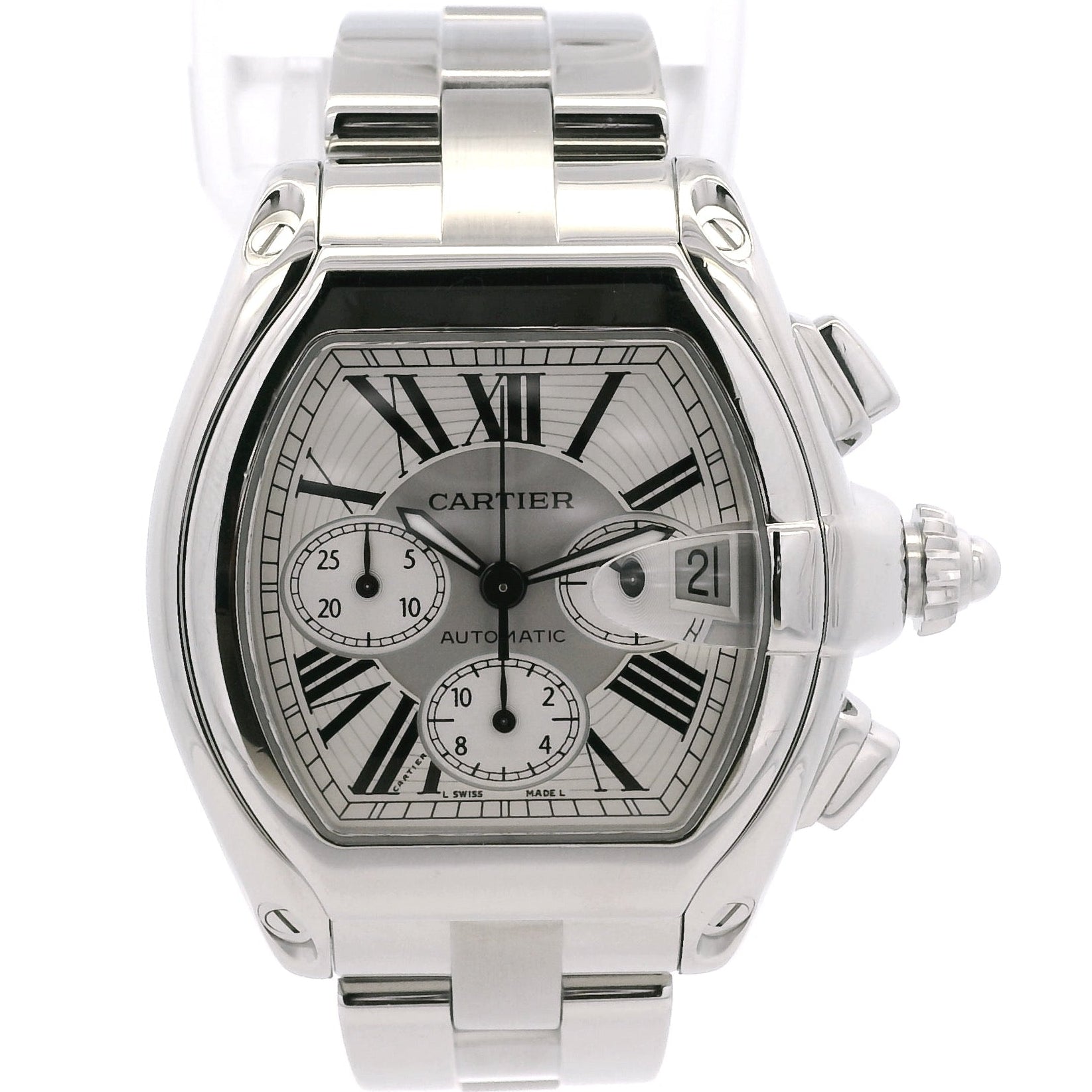 Cartier 2618 Roadster Chronograph White Dial Watch