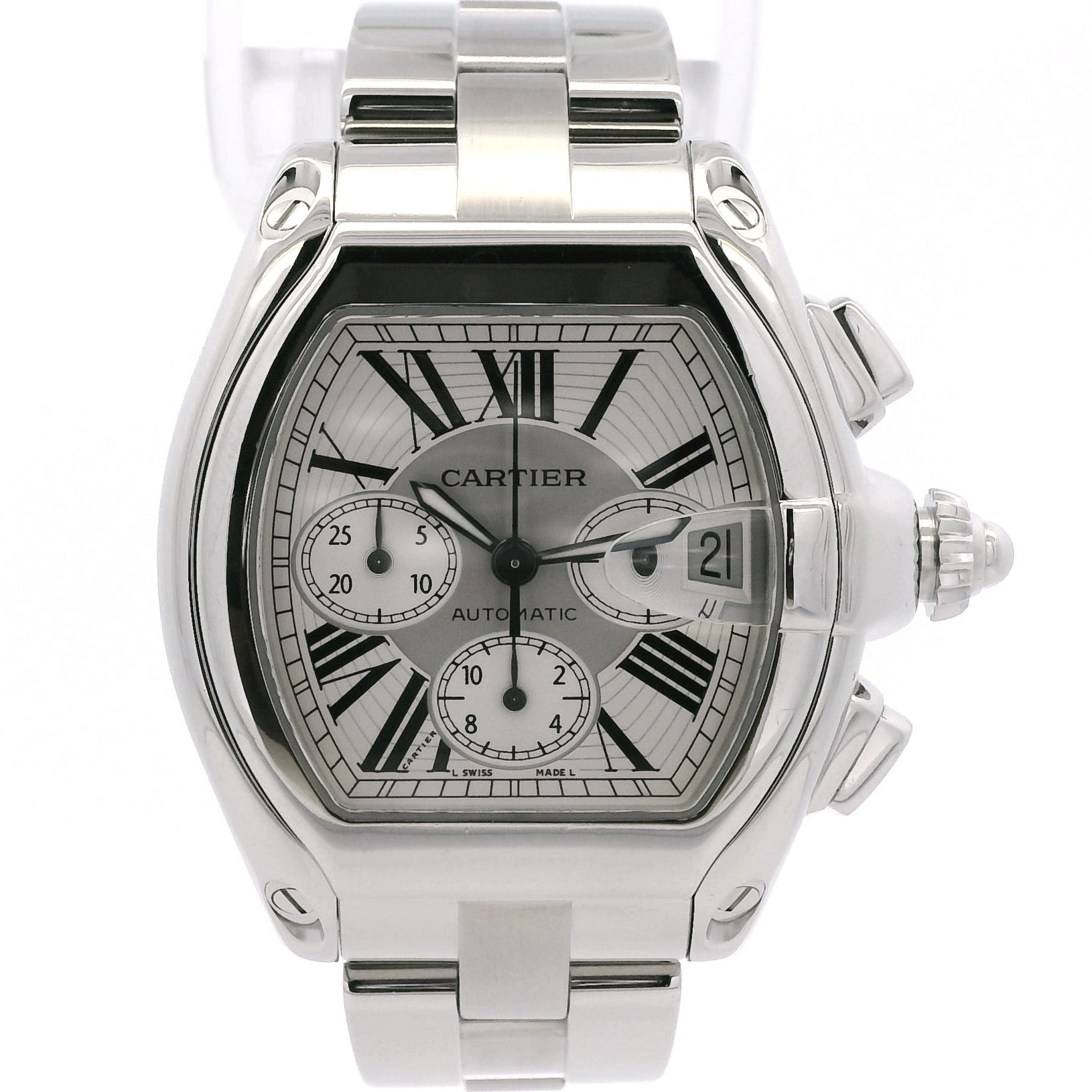 Cartier 2618 Roadster Chronograph White Dial Watch