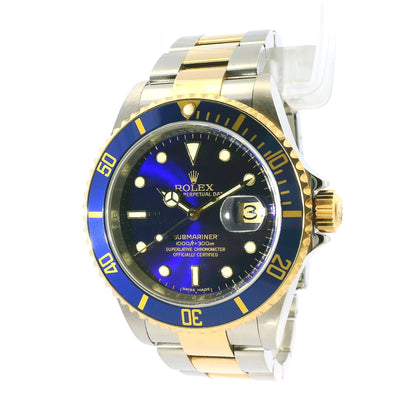 Rolex 16613 Submariner Two Tone Blue Bezel Blue Dial Watch