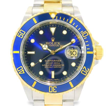 Rolex 16613 Submariner Two Tone Blue Bezel Blue Dial Watch