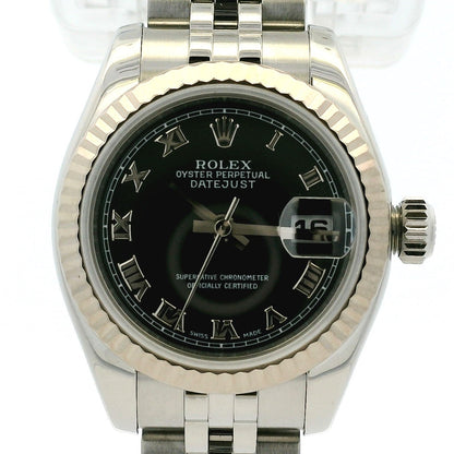 Rolex 179174 Datejust Stainless Steel and White Gold Black Dial Watch
