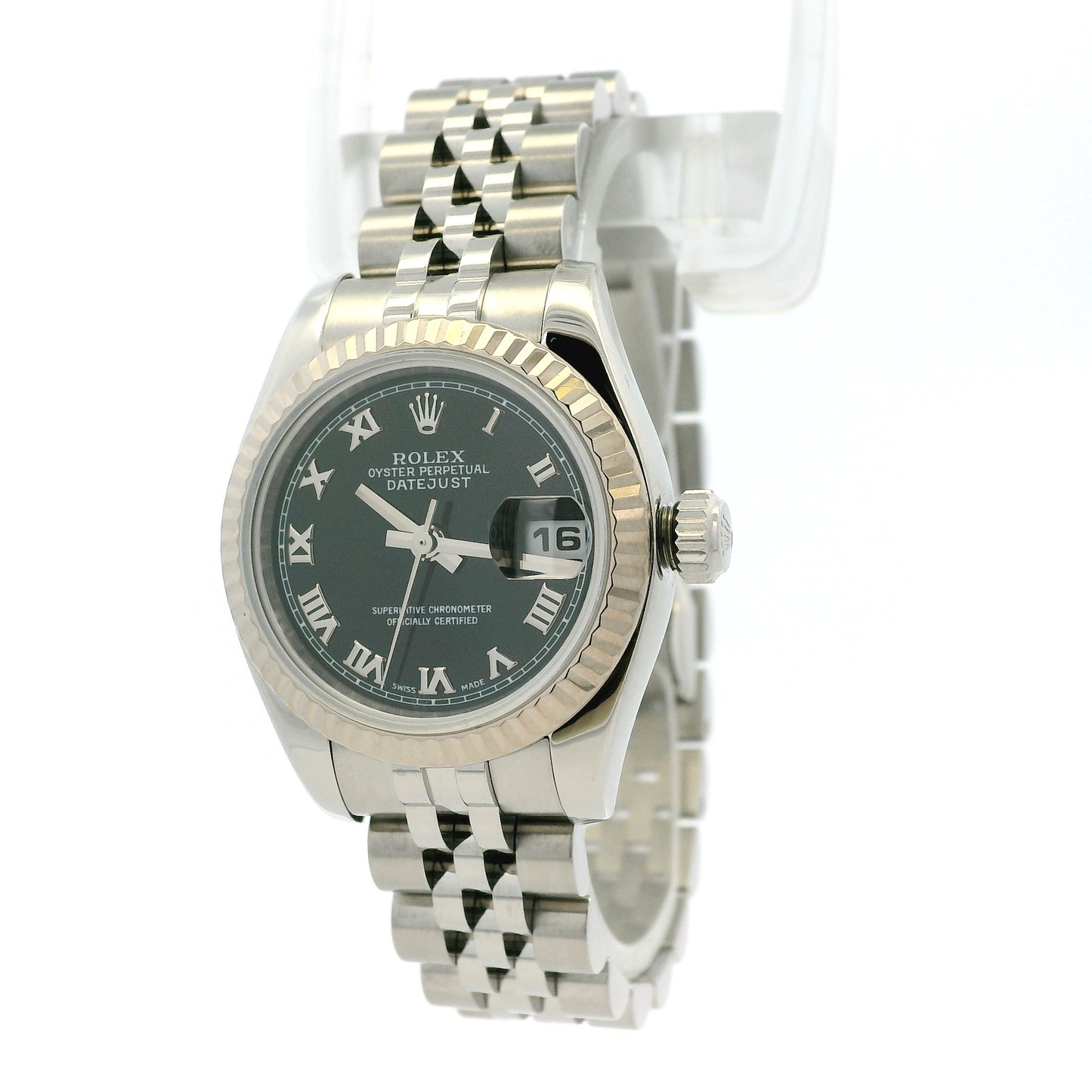 Rolex 179174 Datejust Stainless Steel and White Gold Black Dial Watch