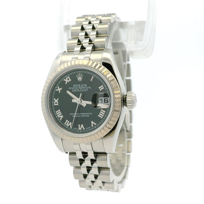 Rolex 179174 Datejust Stainless Steel and White Gold Black Dial Watch