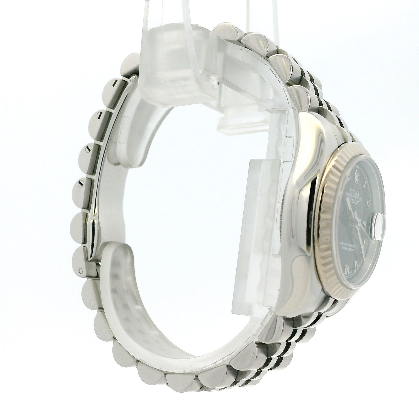 Rolex 179174 Datejust Stainless Steel and White Gold Black Dial Watch