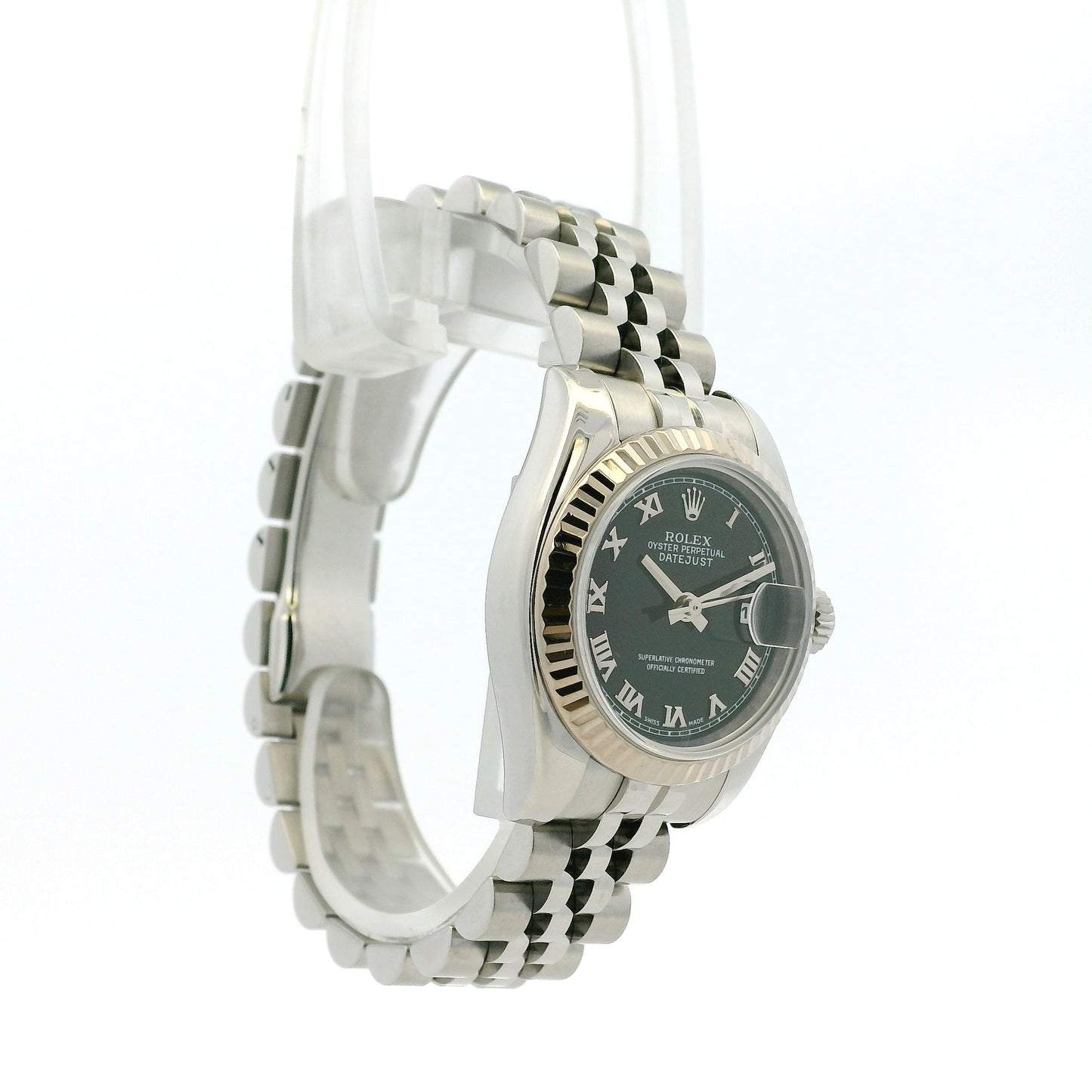 Rolex 179174 Datejust Stainless Steel and White Gold Black Dial Watch