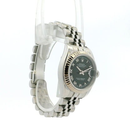 Rolex 179174 Datejust Stainless Steel and White Gold Black Dial Watch