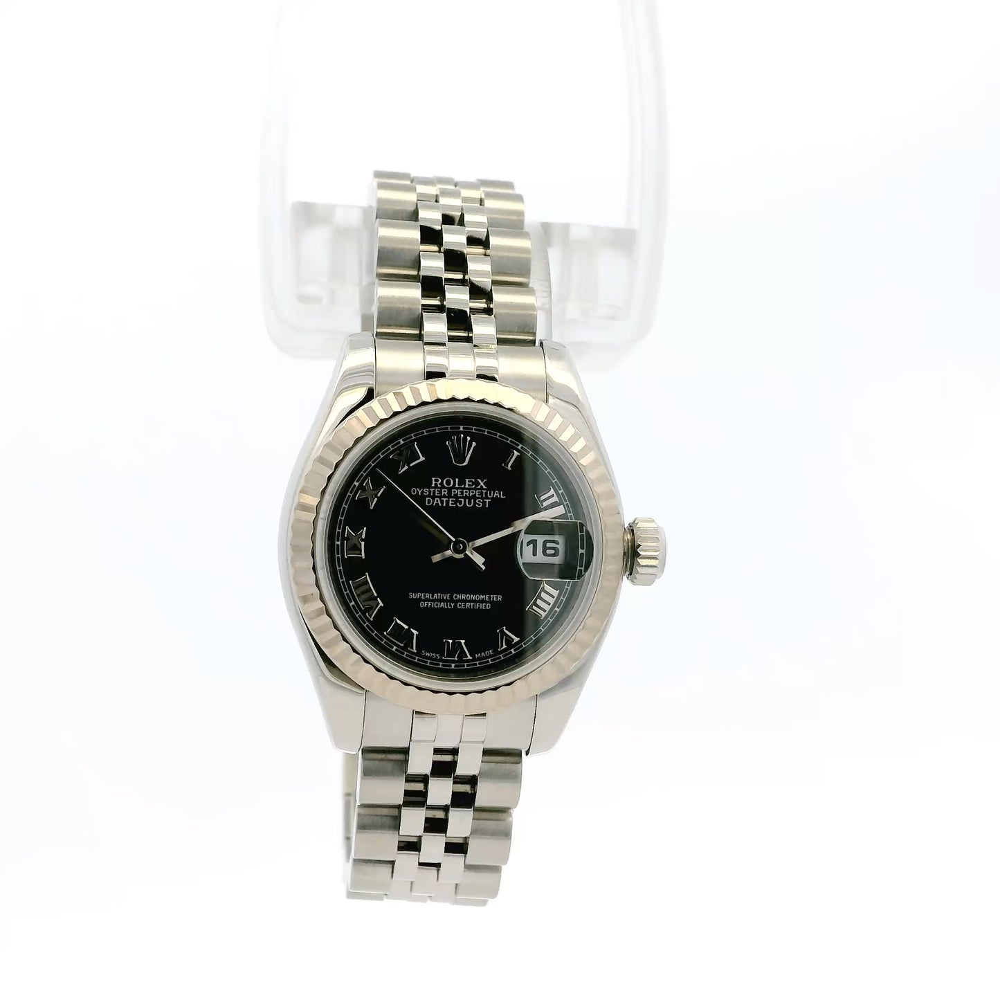 Rolex 179174 Datejust Stainless Steel and White Gold Black Dial Watch