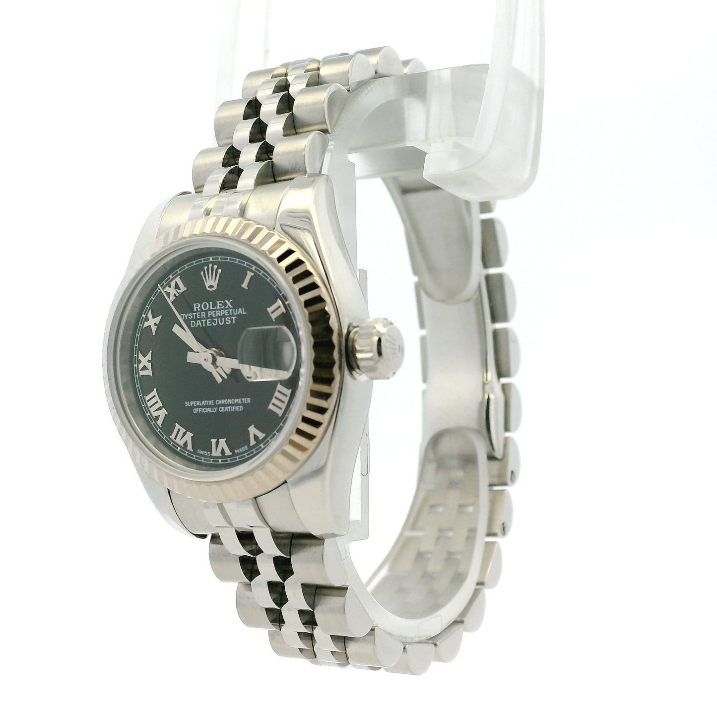 Rolex 179174 Datejust Stainless Steel and White Gold Black Dial Watch