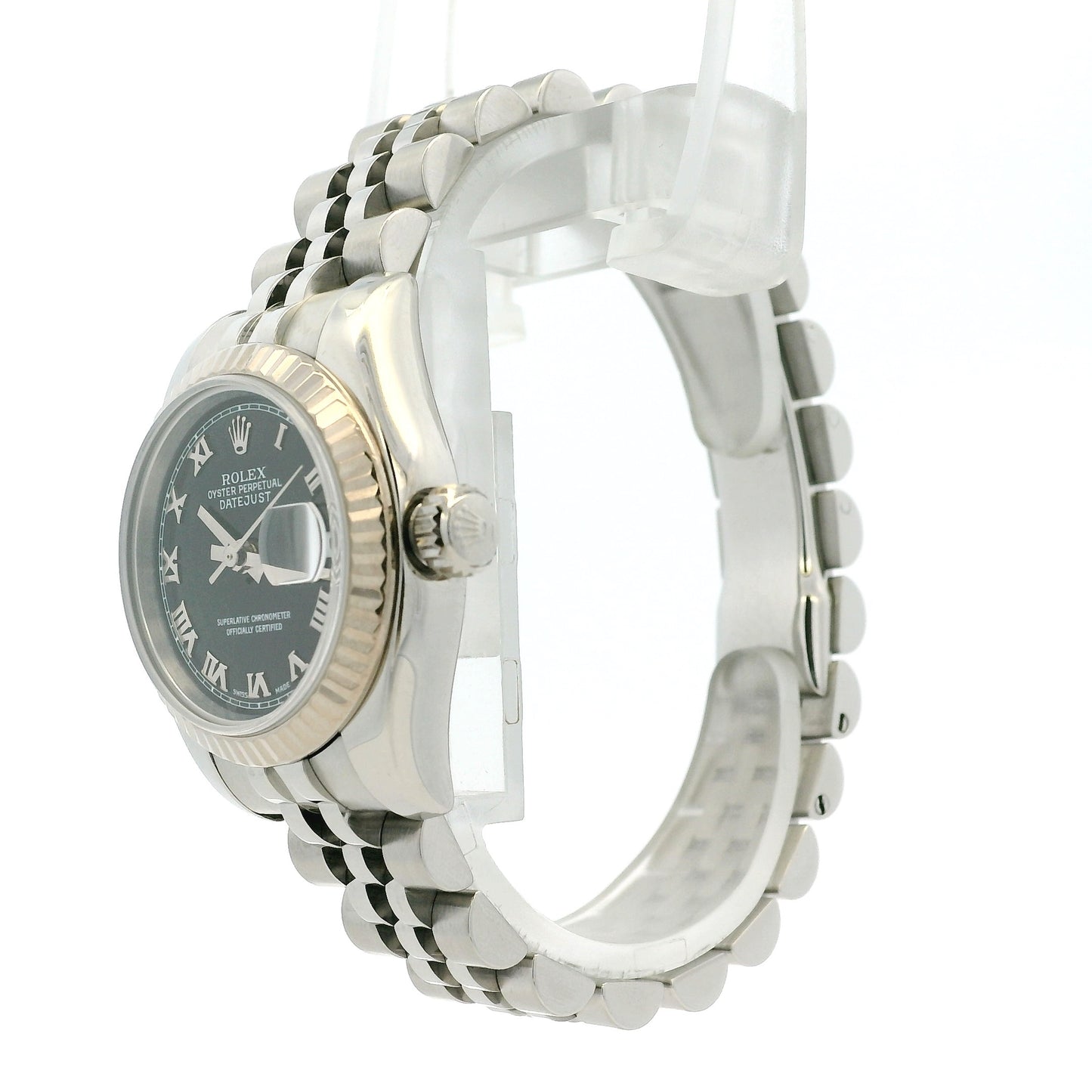 Rolex 179174 Datejust Stainless Steel and White Gold Black Dial Watch