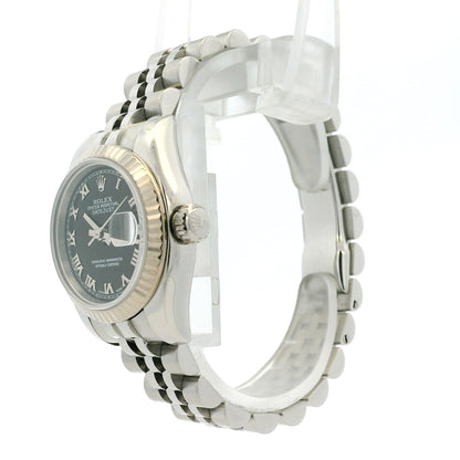 Rolex 179174 Datejust Stainless Steel and White Gold Black Dial Watch