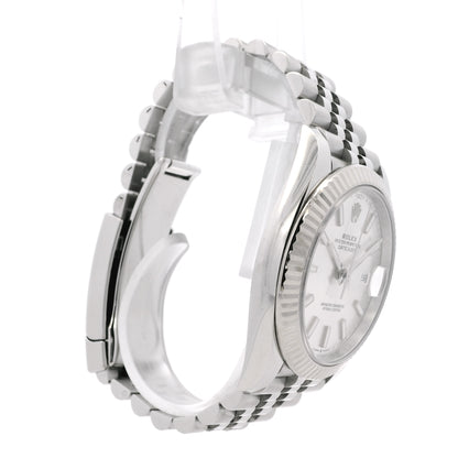 Rolex 126334 Datejust 18k White Gold Fluted Bezel Silver Dial on Stainless Steel Jubilee Bracelet Watch