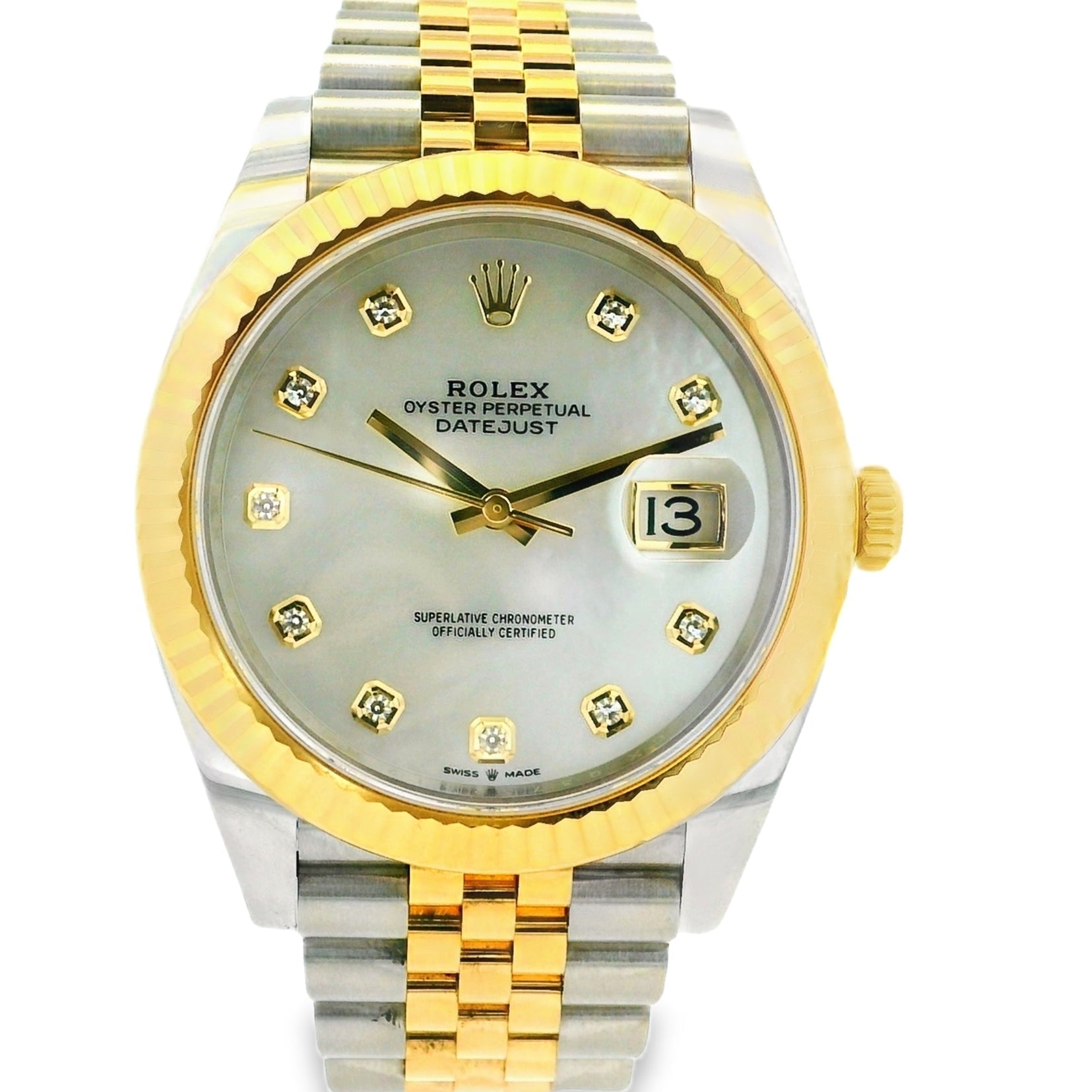 Rolex 126333 18k Yellow Gold Stainless Steel Factory Mother of Pearl Dial Watch