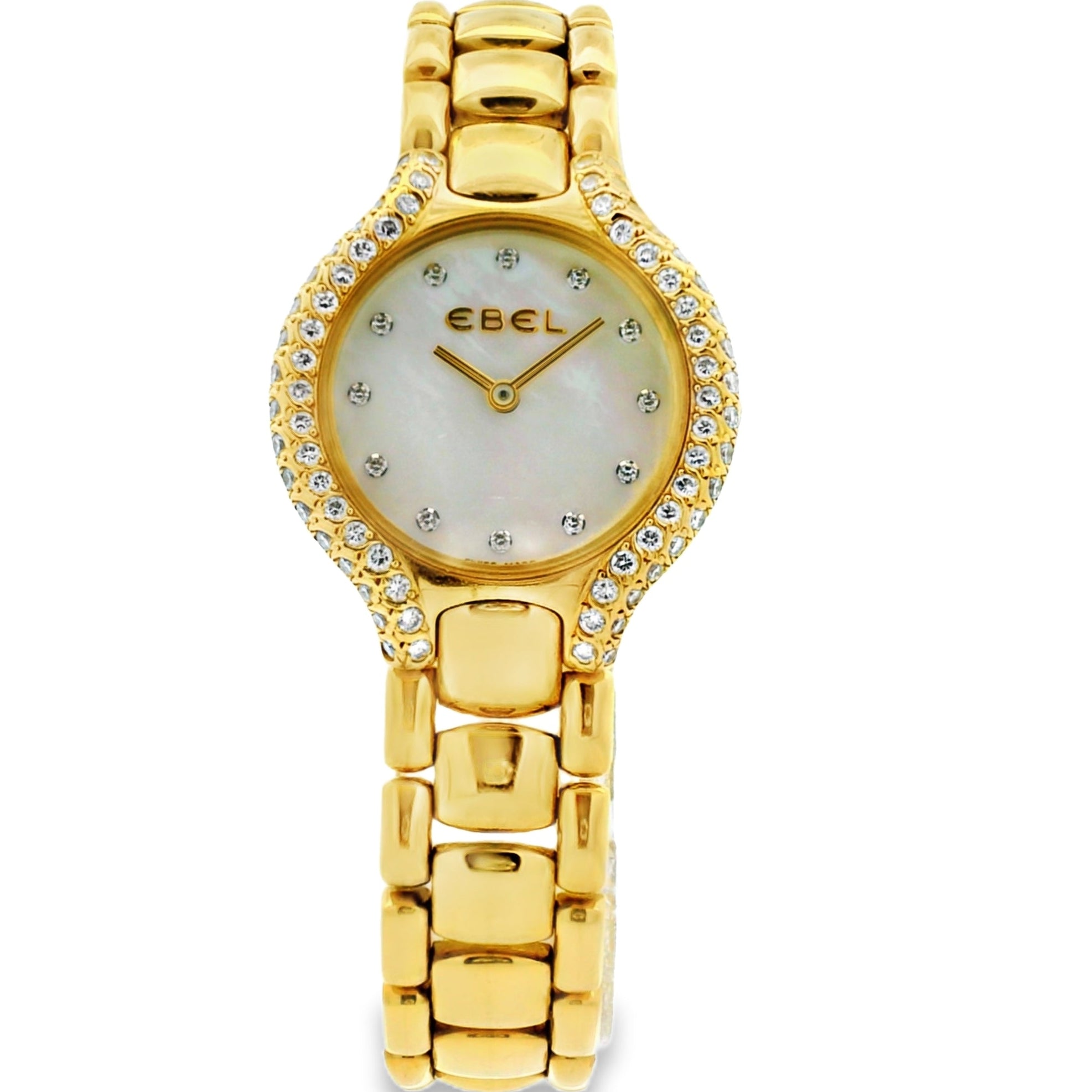 Ebel Beluga 18k Yellow Gold 24mm Mother of Pearl Dial with Diamond Bezel Watch