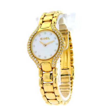 Ebel Beluga 18k Yellow Gold 24mm Mother of Pearl Dial with Diamond Bezel Watch