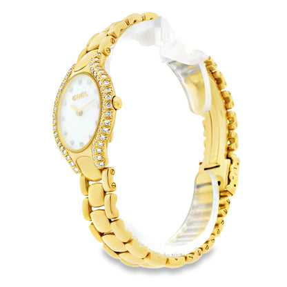 Ebel Beluga 18k Yellow Gold 24mm Mother of Pearl Dial with Diamond Bezel Watch