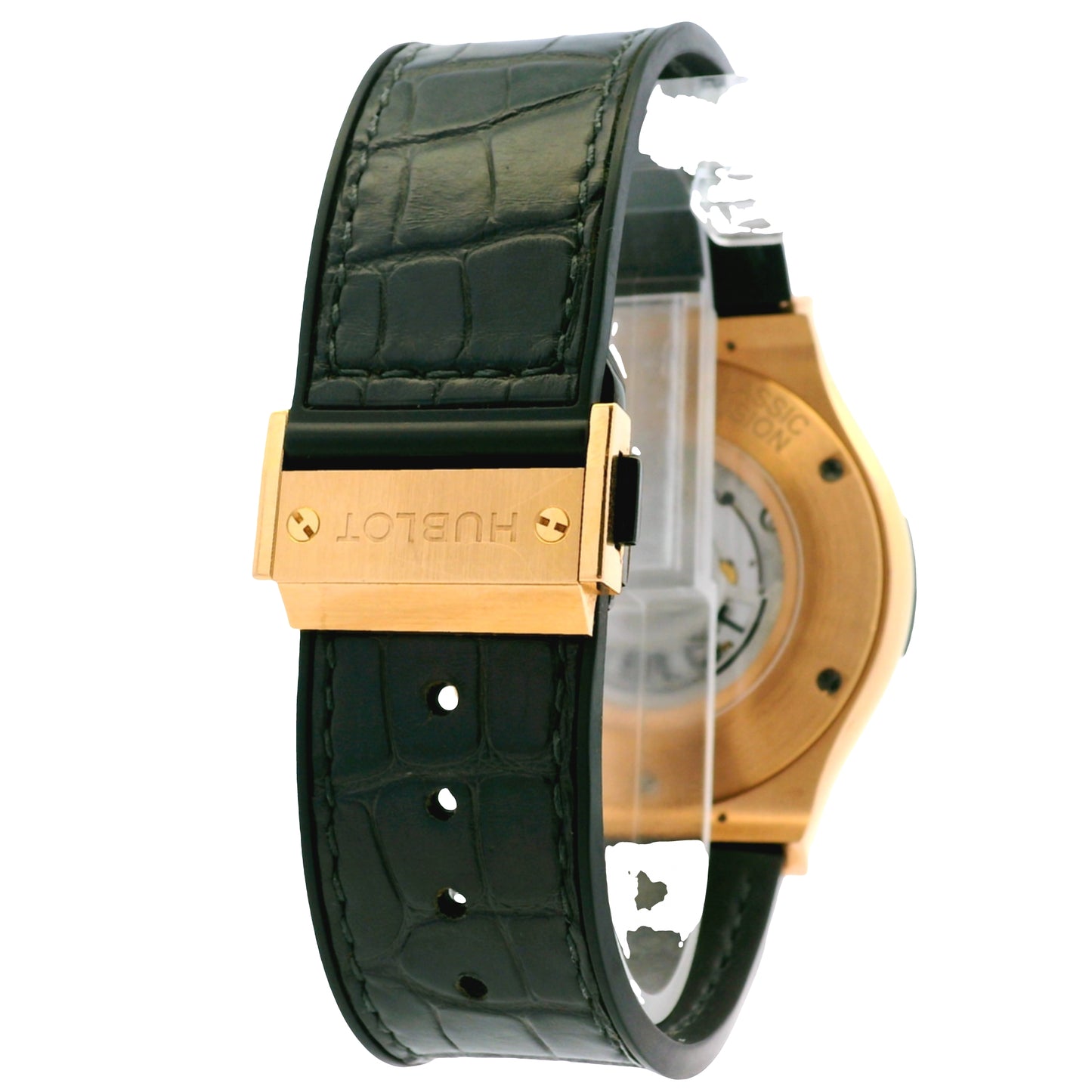 Hublot 18k Rose Gold 42mm Classic Fusion Racing Grey Dial and Black Leather Strap Watch