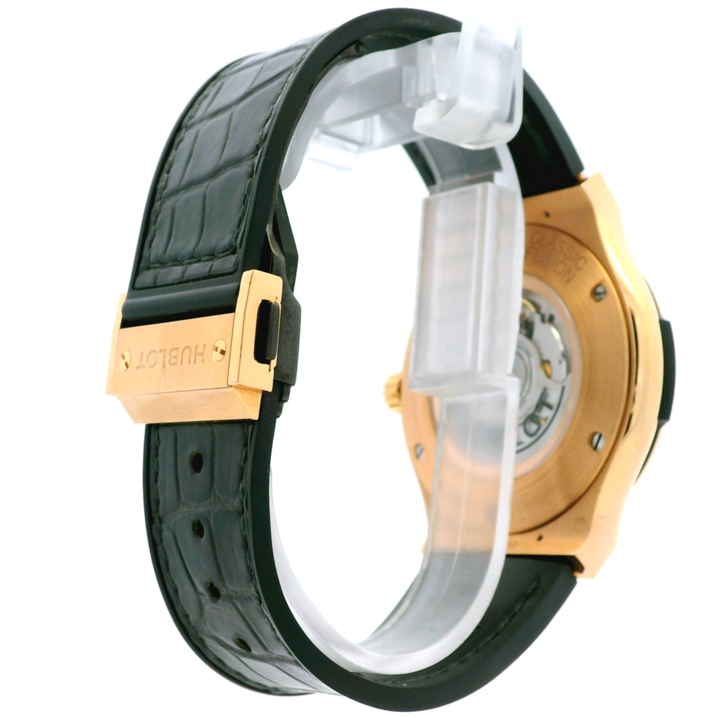 Hublot 18k Rose Gold 42mm Classic Fusion Racing Grey Dial and Black Leather Strap Watch
