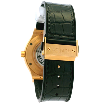 Hublot 18k Rose Gold 42mm Classic Fusion Racing Grey Dial and Black Leather Strap Watch