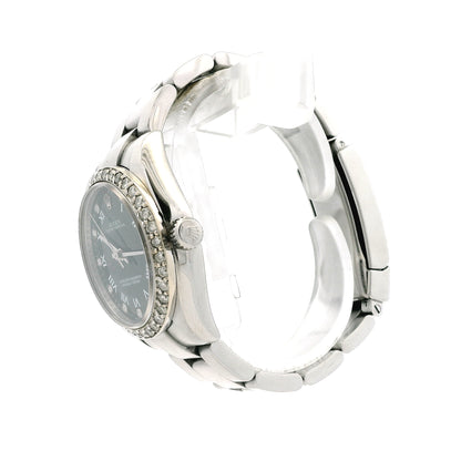 Rolex 177234 Datejust 26mm Black Roman Diamond Dial Aftermarket Diamond Bezel Watch
