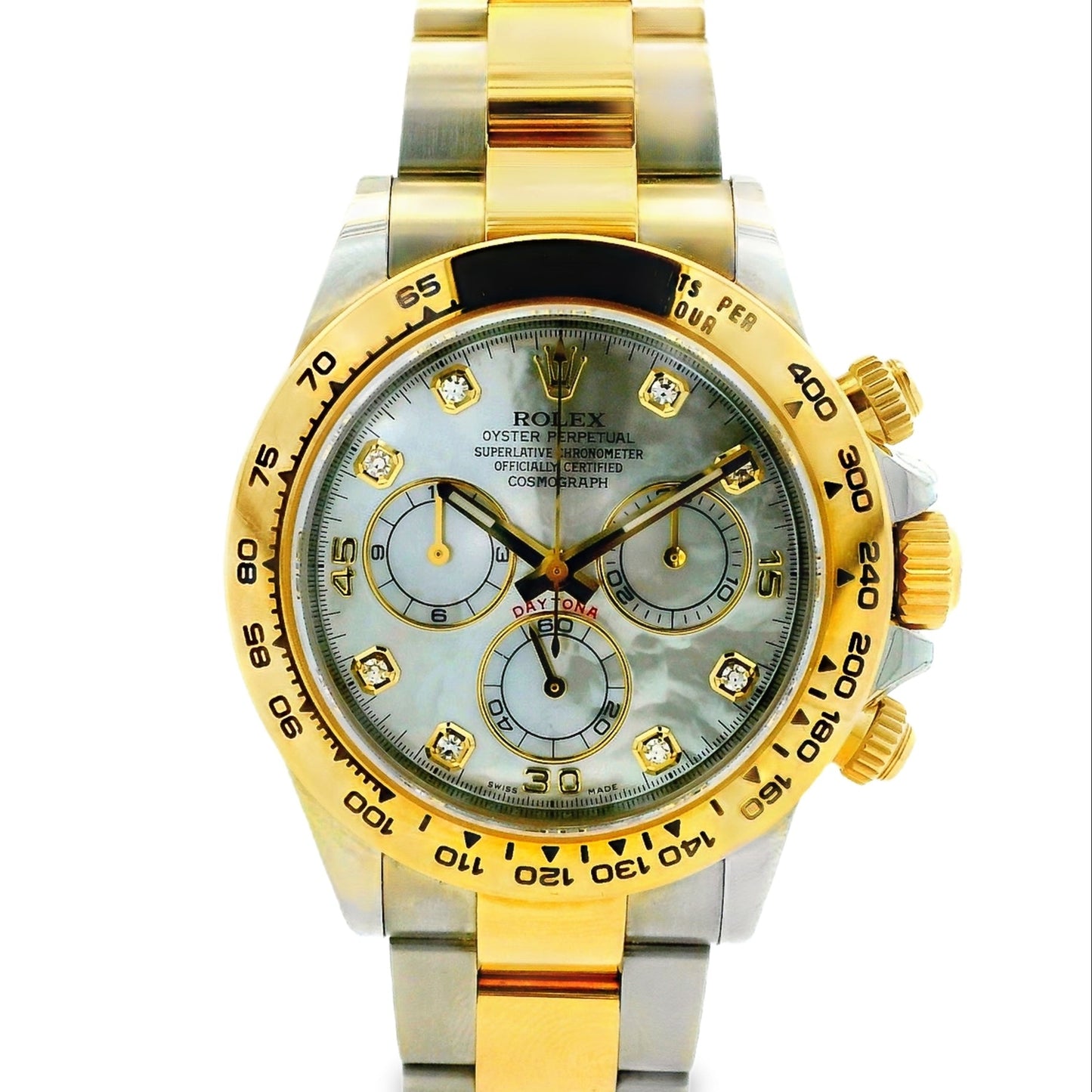 Rolex 116503 Daytona 40mm Two-Tone 18k Gold MOP Diamond Dial Watch