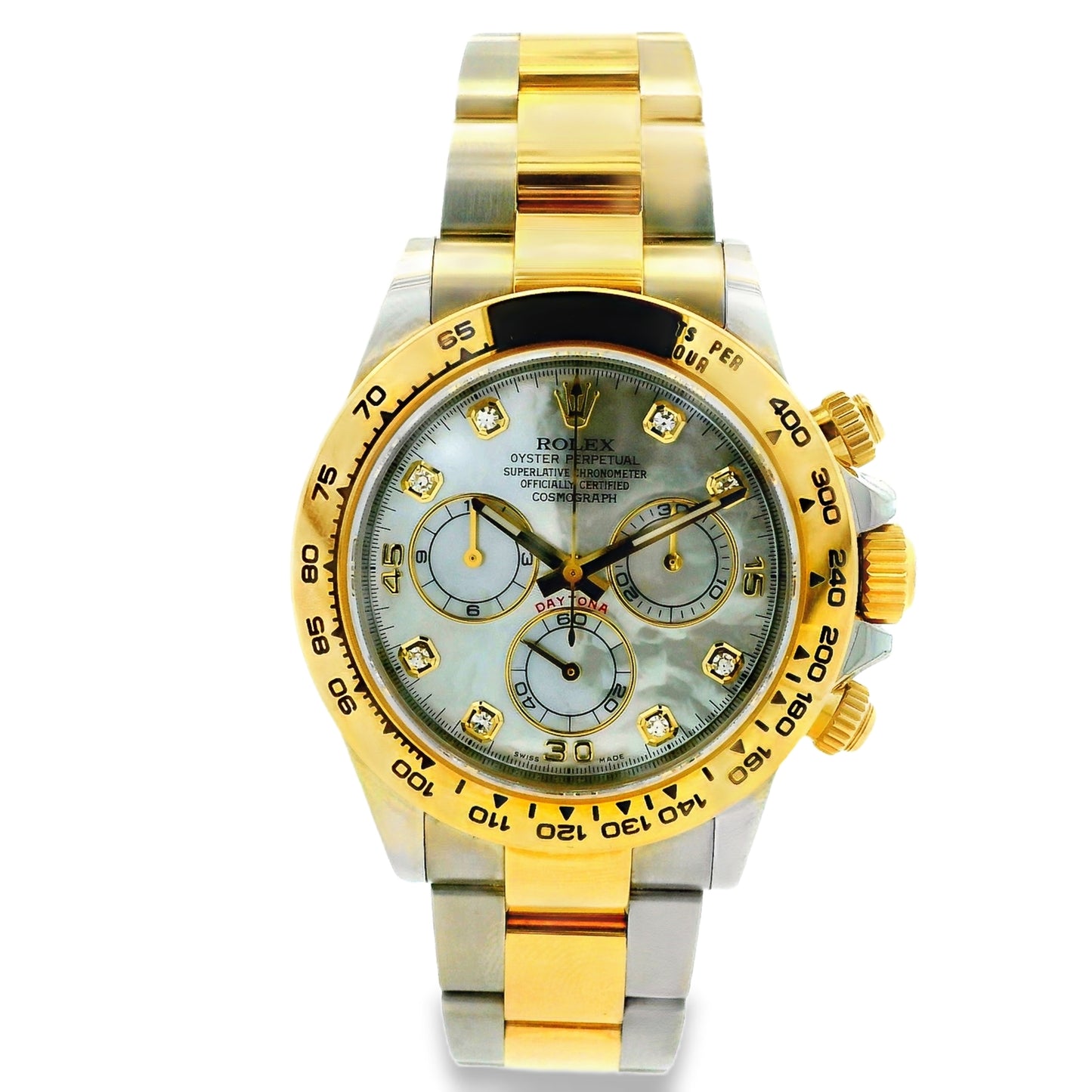 Rolex 116503 Daytona 40mm Two-Tone 18k Gold MOP Diamond Dial Watch