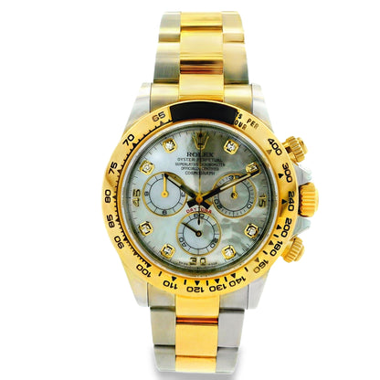 Rolex 116503 Daytona 40mm Two-Tone 18k Gold MOP Diamond Dial Watch