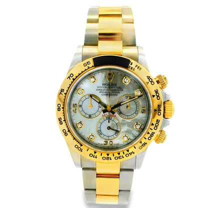 Rolex 116503 Daytona 40mm Two-Tone 18k Gold MOP Diamond Dial Watch
