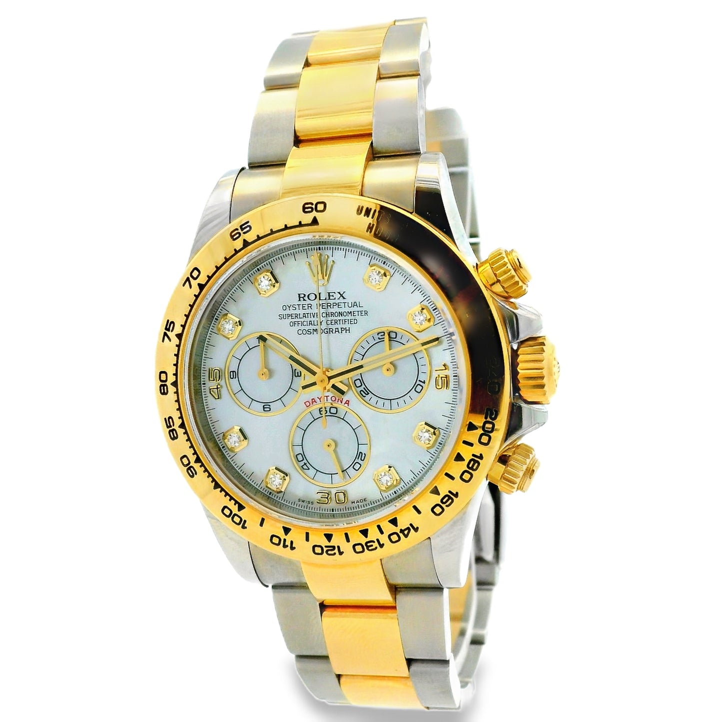 Rolex 116503 Daytona 40mm Two-Tone 18k Gold MOP Diamond Dial Watch