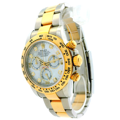 Rolex 116503 Daytona 40mm Two-Tone 18k Gold MOP Diamond Dial Watch