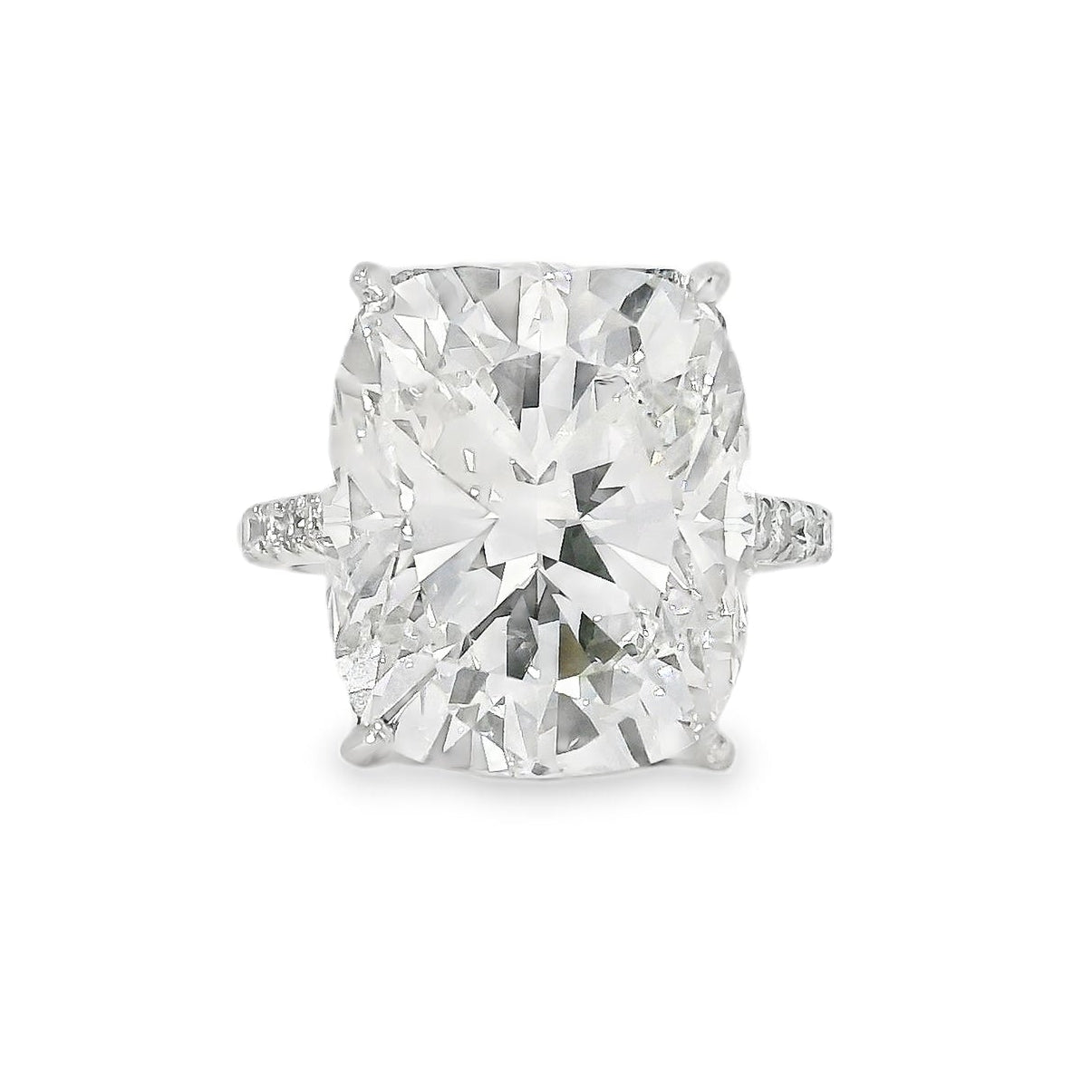 Platinum GIA Certified 11.54ctw Cushion Cut Engagement Ring