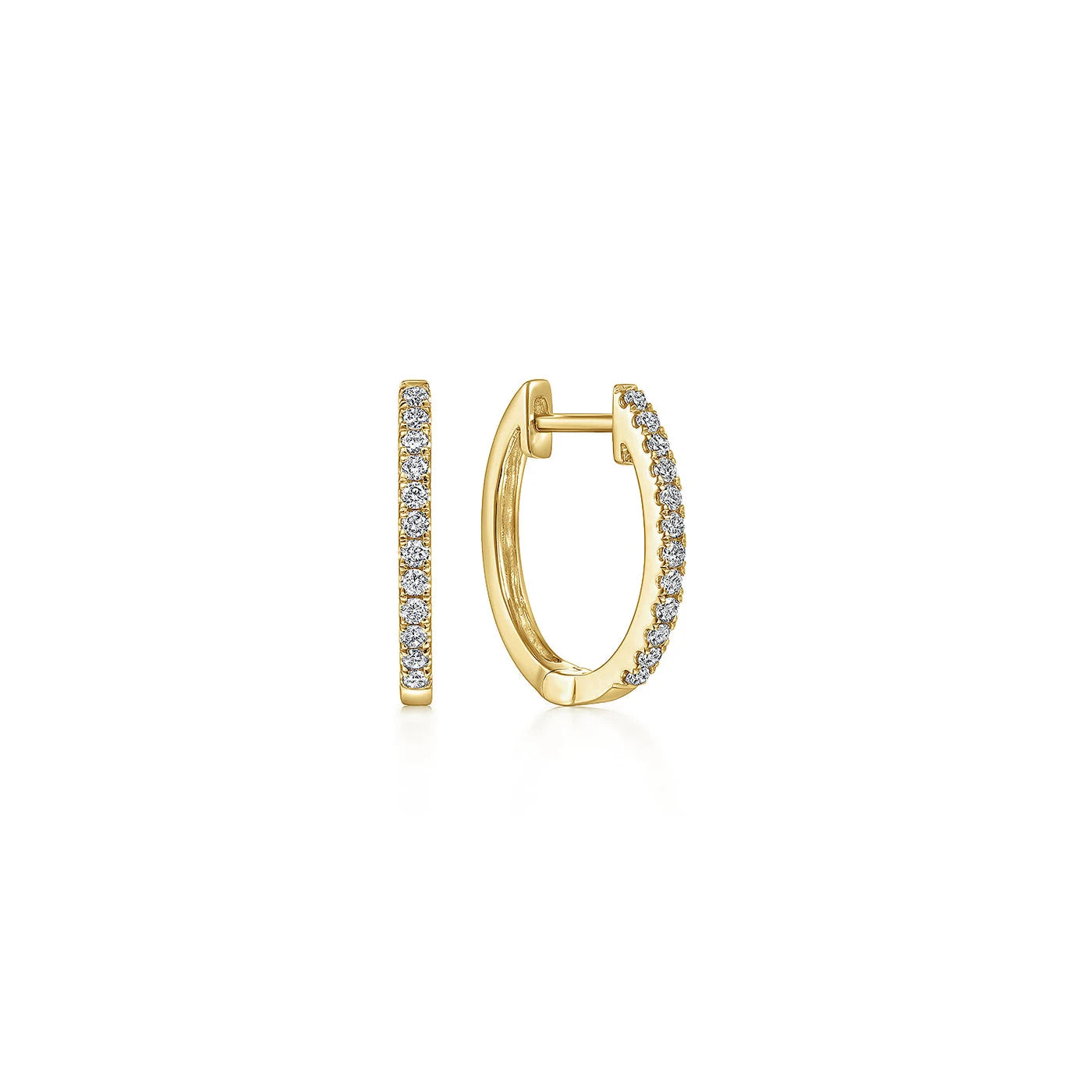 Gabriel & Co. 14K Yellow Gold Classic 15mm Pavé Diamond Huggies