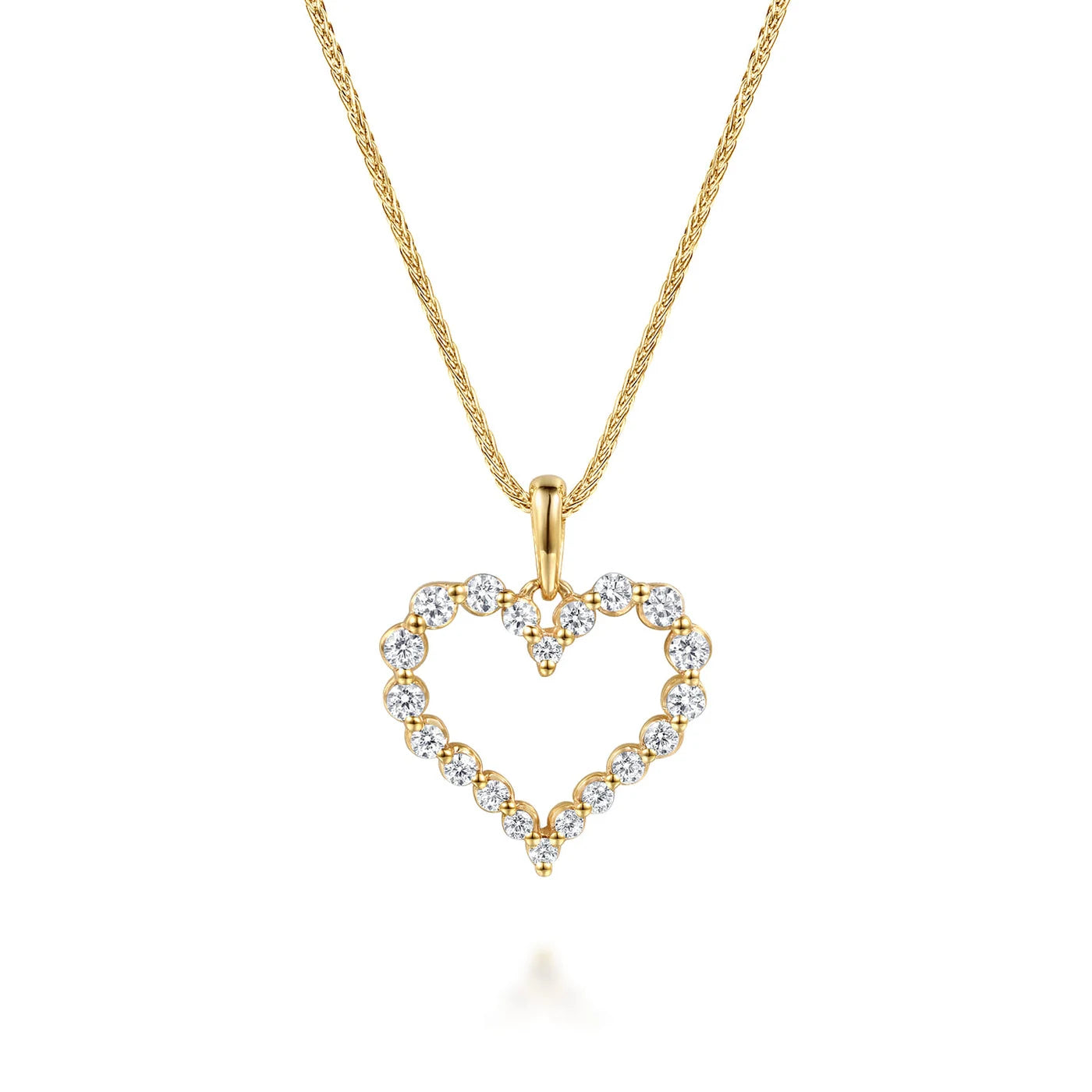 Gabriel & Co. 14K Yellow Gold Open Heart Diamond Pendant Necklace
