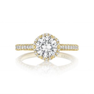 Tacori Gold Floral Halo Engagement Ring in yellow gold