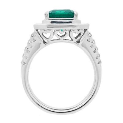 Amoro 18k White Gold 3.80ct Colombian Emerald Diamond Ring