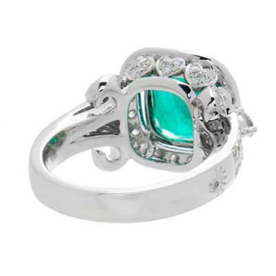 Amoro 18k White Gold 3.08 Colombian Emerald Diamond Ring