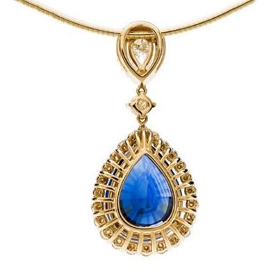 Amoro 18k Yellow Gold 11.88ct Ceylon Sapphire Diamond Necklace