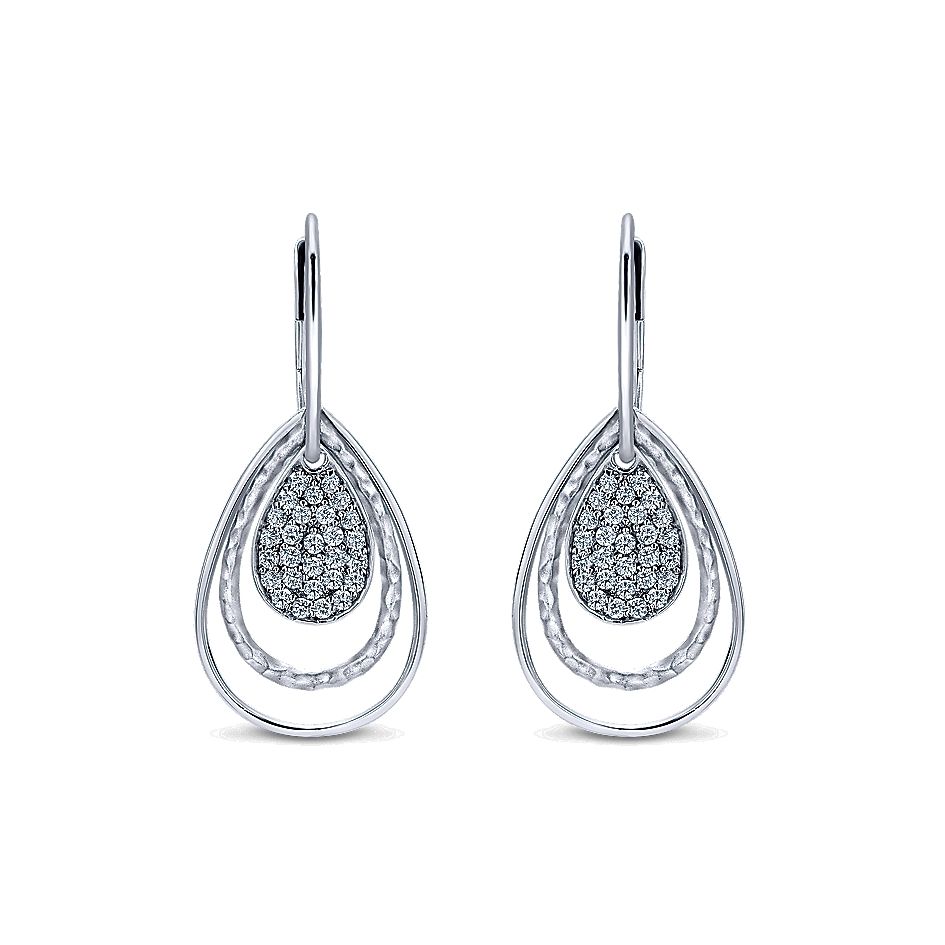 Gabriel & Co. Souviens Collection Silver White Sapphire Drop Earrings