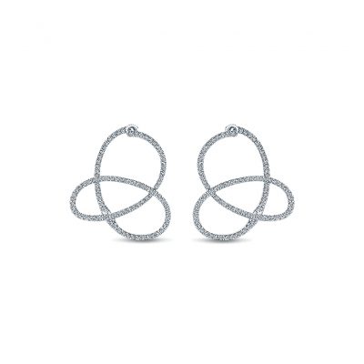 Gabriel & Co. 14k White Gold Diamond Intricate Hoop Earrings