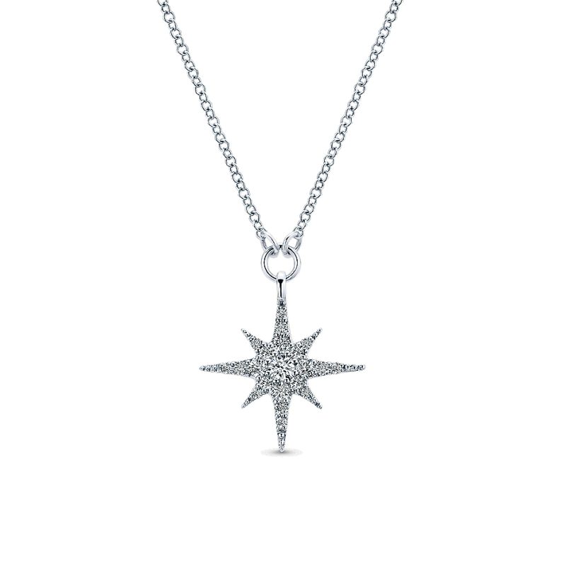 Gabriel & Co. 14k White Gold Diamond Starburst Necklace
