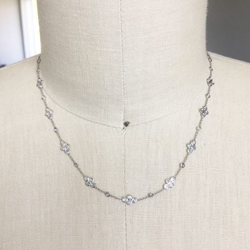 18k White Gold 0.80ctw Diamonds by The Yard 16" Motif Necklace