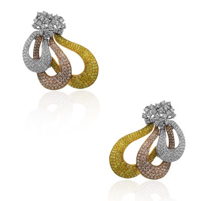 Multi color diamond earrings