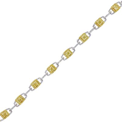 18k White Gold, Yellow And White Diamond Bracelet