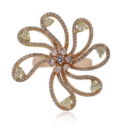 Rose Gold Diamond Flower Ring